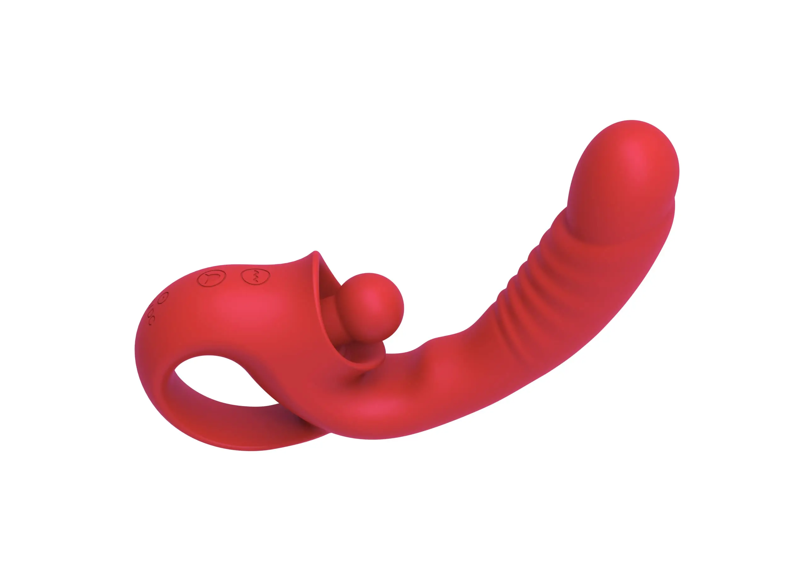 

2 in 1 Tongue Licking Dildo Vibrator with Handled Clit Licker Vagina G Spot Stimulator Orgasm Sex Toy Female Masturbator(red)