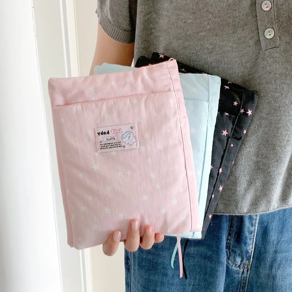 Kawaii Star Print Book Sleeve Portable Notebook Cover DIY Journal Protector Students view 3