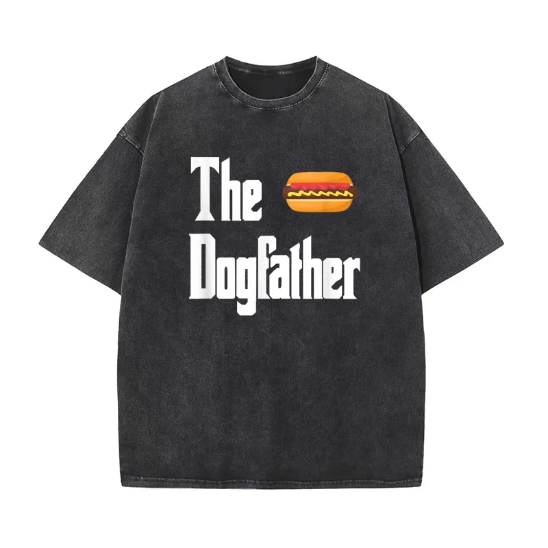 

Dogfather Hot Dog Pure Cotton T-shirt Men's Tee Shirt Short Sleeve Male Clothes Fashion Oversized Art Graphic Clothing Printed