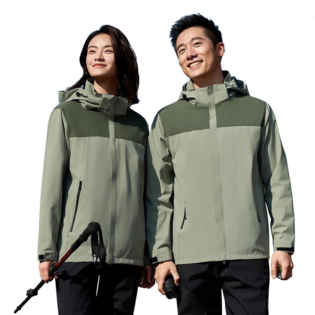 Men's Sports Waterproof Hooded Coat Autumn Windbreaker Lightweight Jacket Custom Print Design Windproof Outerwear Detachable