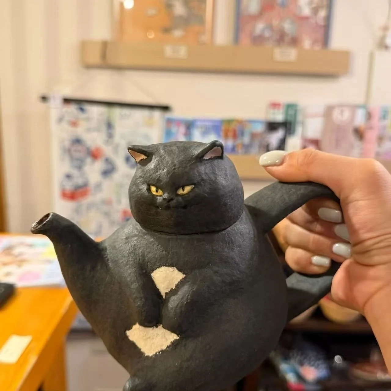 Japanese Handmade Cute Cat Stoneware Teapot Set Rustic Aesthetic Tea Kettle Home Decor Wedding Birthday Gift for Tea Lovers