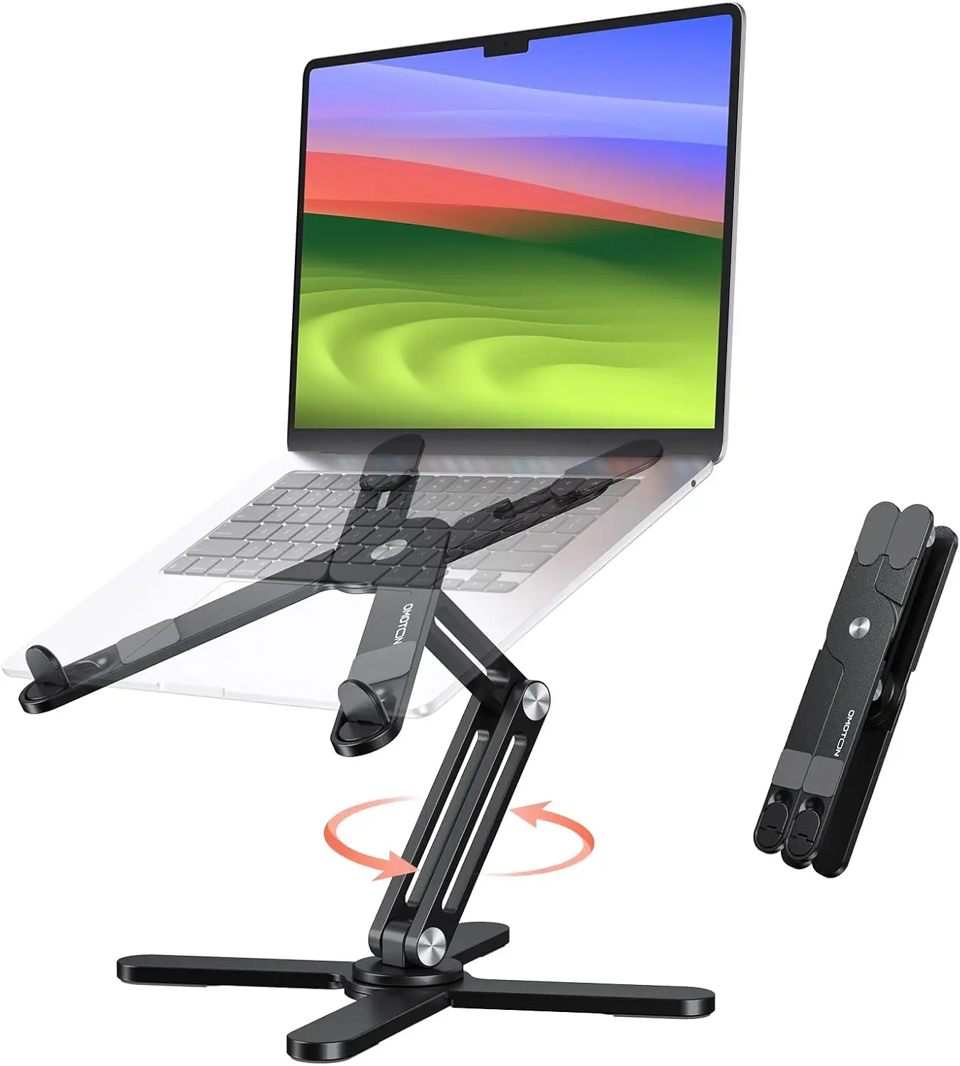 

360° Rotating Laptop Stand, Ergonomic Foldable Adjustable Height for Collaborative Work, Fits All Laptops up to 16 inches, Black