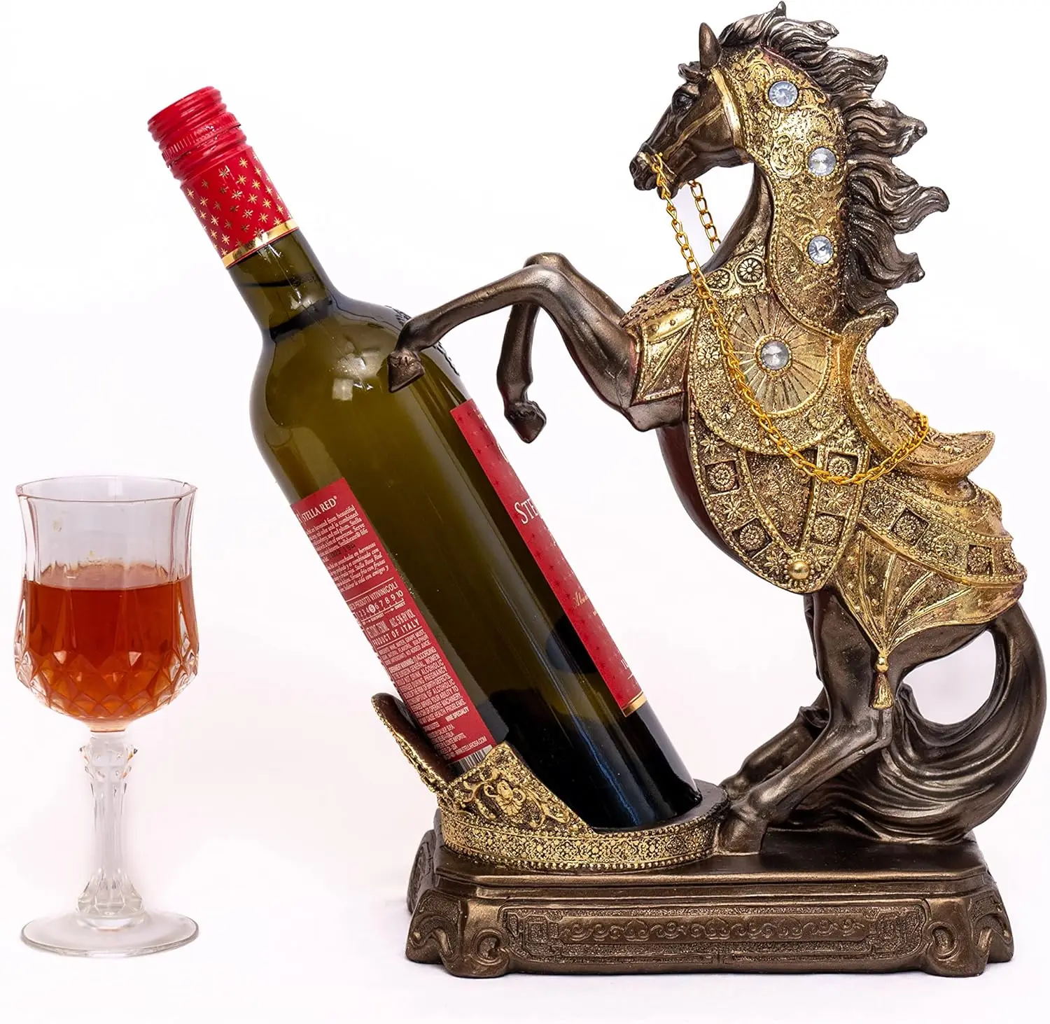 

Beautiful Horse Wine Bottle Holder Animal Figurine Countertop Decor Gift for Wine Lovers Home Kitchen Display Stand