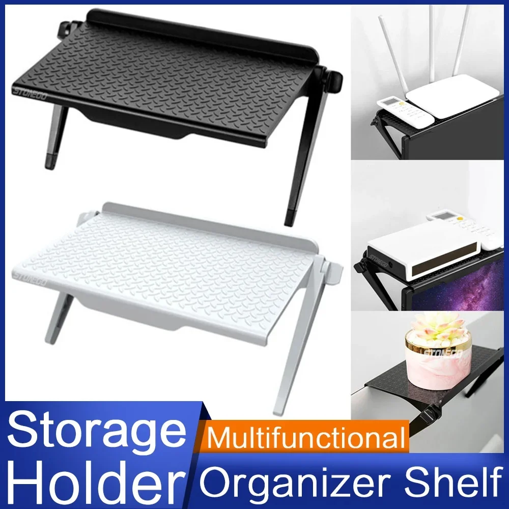 TV-Bildschirm, oberer Aufbewahrungshalter, multifunktionaler Computer-Bildschirm-Router, Kunststoff-Organizer, Regal, Heimdekoration, Zubehör, S/L optional