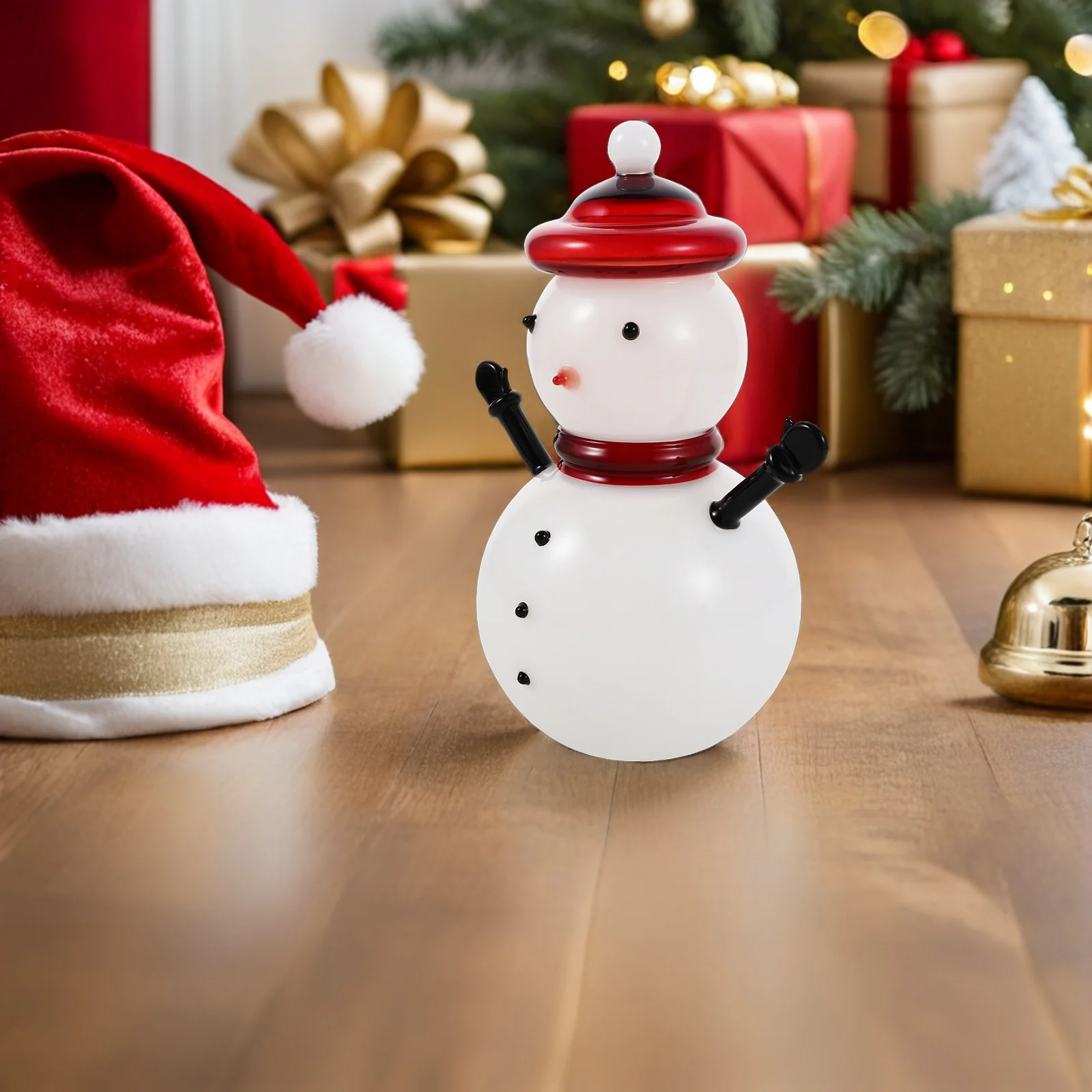 

Snowman Candy Jar Glass Storage Container Decorative Christmas Candy Holder Lid Holiday Party Sweet Jar Party Decor