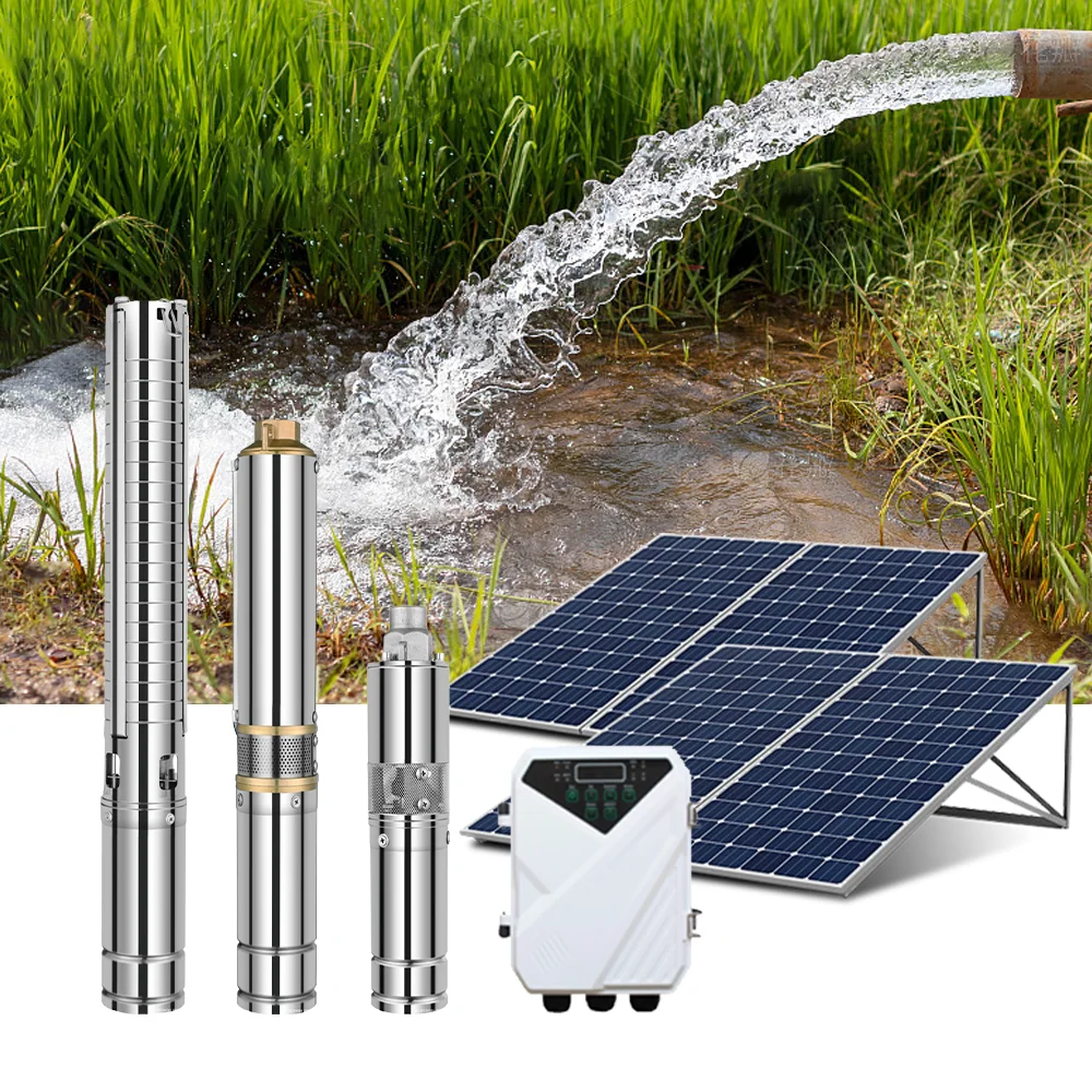 2 Inch Solar Power Submersible Water Pumps 48 Volt Brushless Solar Pump DC 48V Solar Water Pump with Panel