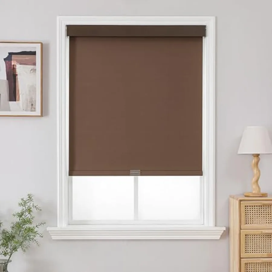 

100% out Roller Shades Pro,Free-Stop Cordless Blinds for Windows, UV Protection, Natural Woven Blinds for Home and Office, Ligh