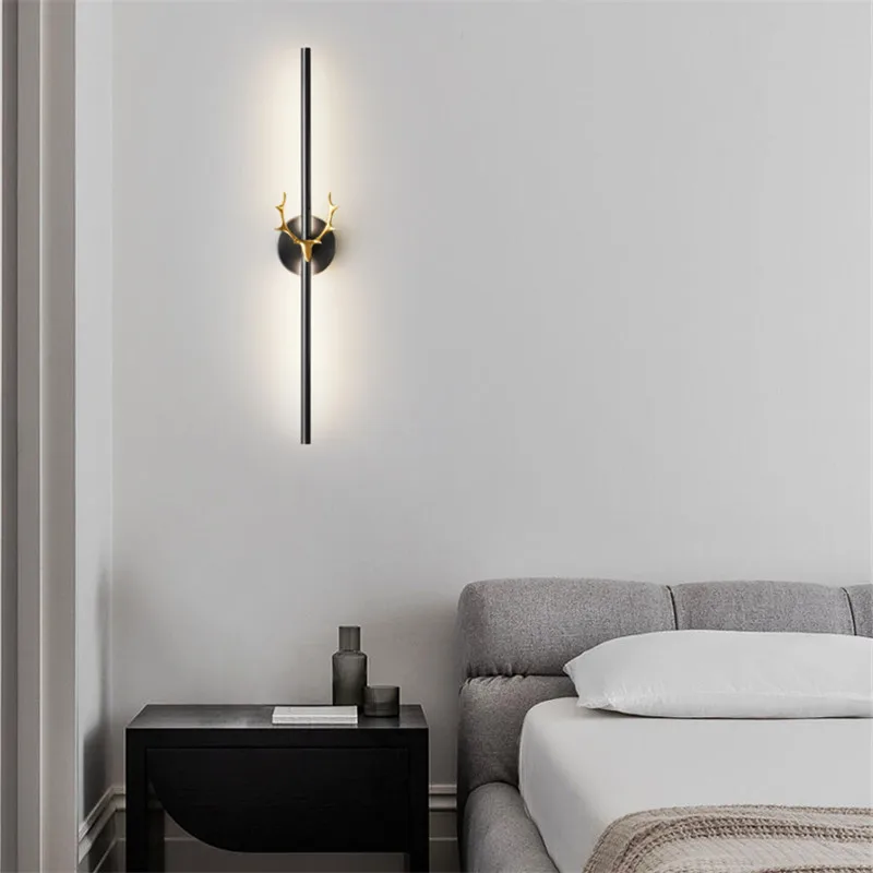 OULALA-tira de luz LED dorada moderna para decoración de pasillo, cama y sala de estar, candelabro de cobre especialmente creativo, 3 colores