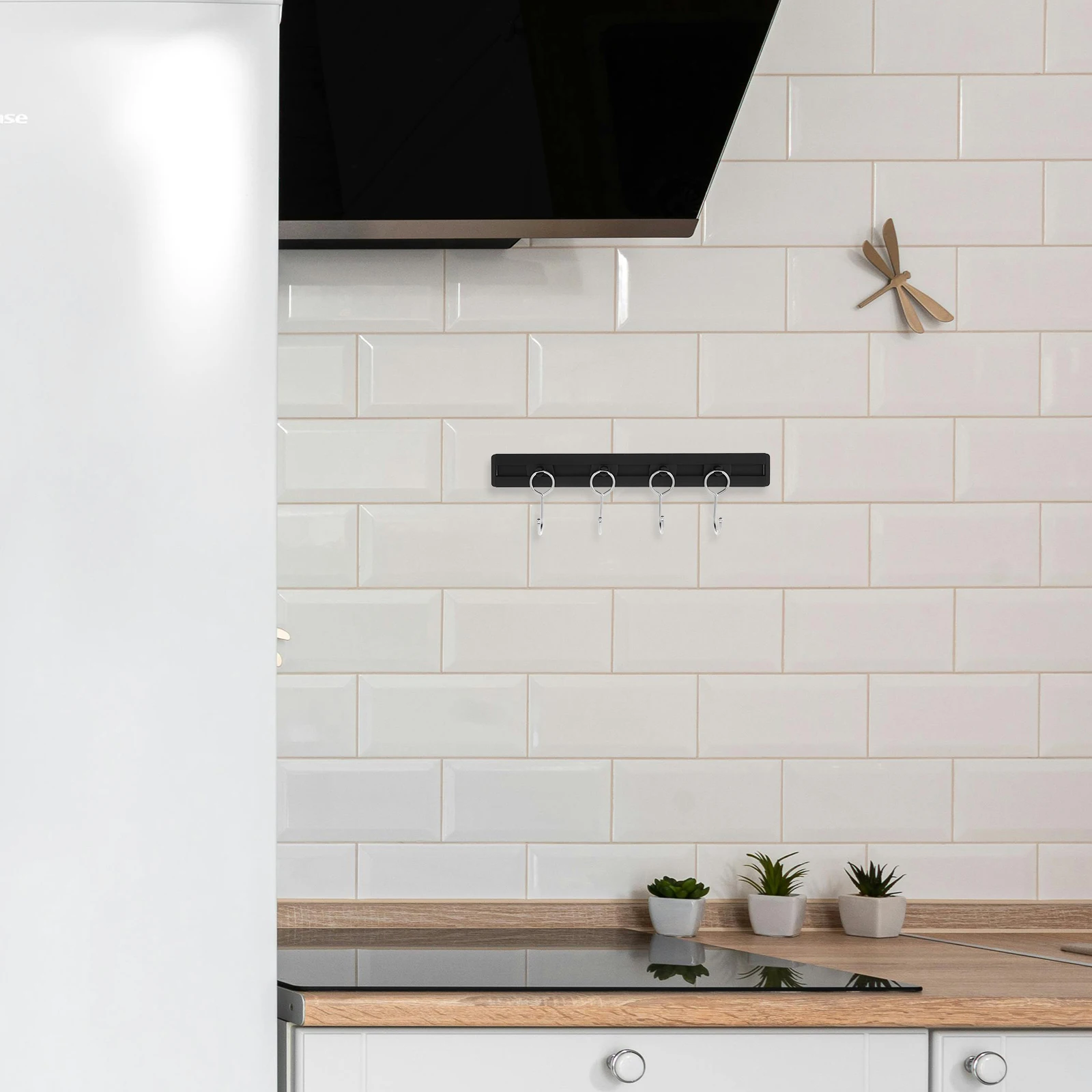 Multifunctional Kitchen Hanging Rack Utensil Holder Spatula Spoon Pan Storage Hook No Drill Easy Install Sliding Track Sturdy