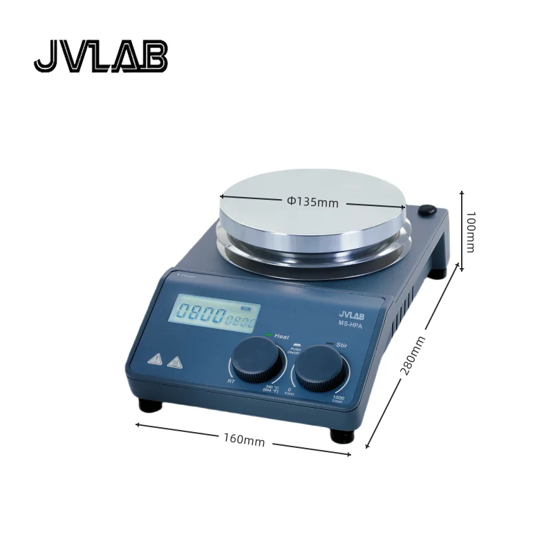 JVLAB 340 ℃   Magnetyczne mieszadło płytowe Polerowanie aluminiowej płyty grzejnej 5-calowa płyta robocza LCD Cyfrowe mieszadło magnetyczne Pakiet MS-HPA