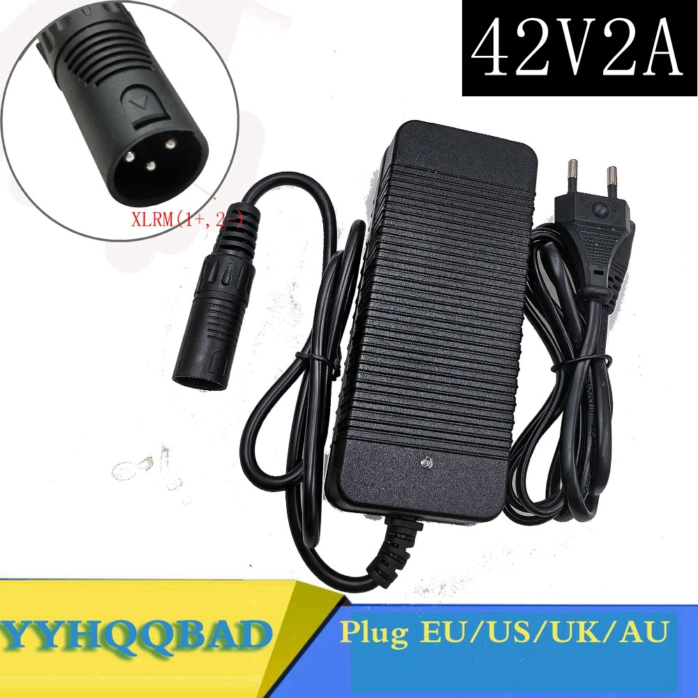 42V 2A E-bike Lithium Battery Charger for 36V 10S electric bike lithium battery XLR Plug Input 100-240V Free shipping