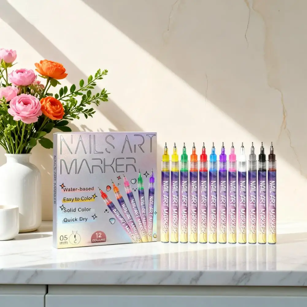 

12Pcs DIY Nail Acrylic Pen Set Quick Drying Line Pen Artistic Graffiti Waterproof Professional Manicure Art Supplies Nail Tools
