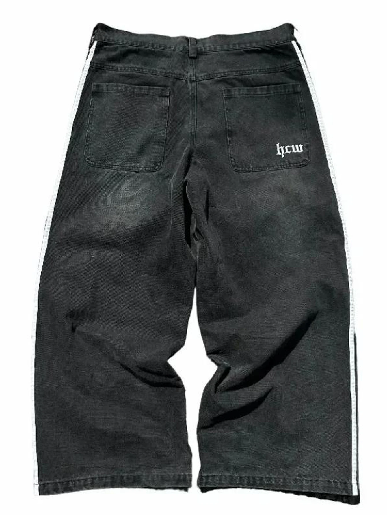 Sommer Herren Jeanshose mit weitem Bein, lässig, Streifendruck, lockere Jeanshose für Streetwear, lässig, bequem