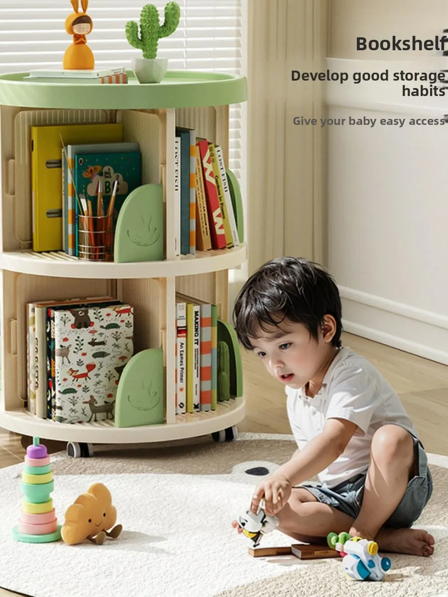 

New Multi-Layer Rotatable Bookshelf Living Room Corner Storage Cabinet Children's Multi-Functional Bookcase Kitchen Miscellan...