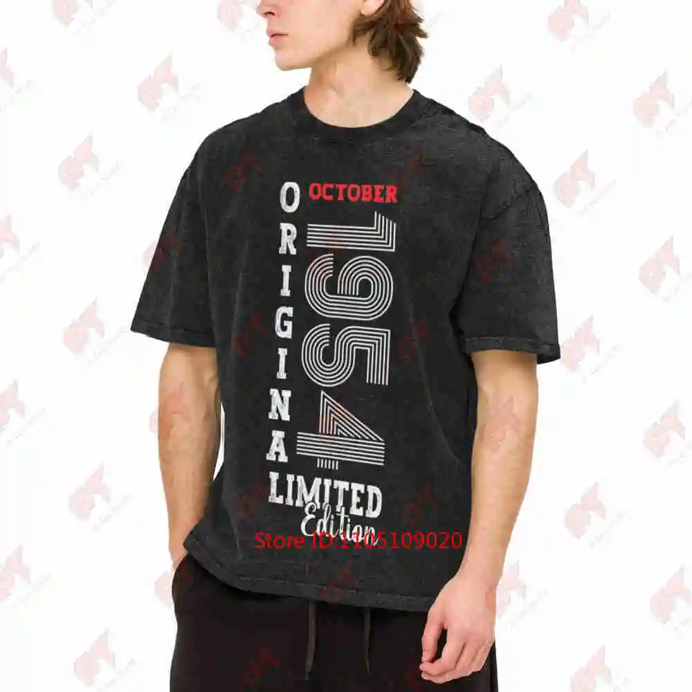 70th Birthday October Vintage 1954 Vintage Washed Tee Pure Cotton T-Shirt