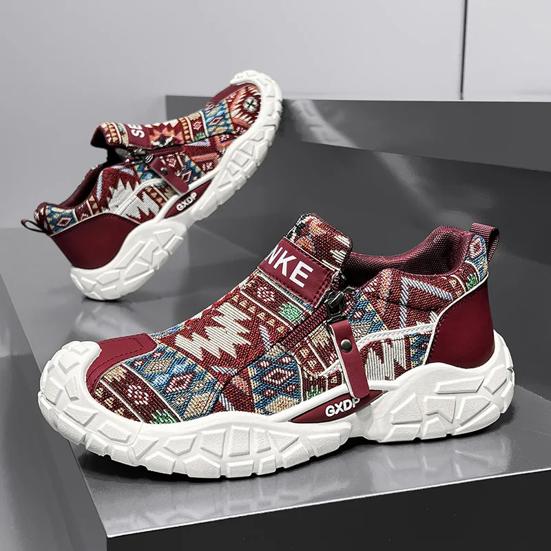Men's Platform Sneakers Autumn New Breathable Comfortable Vintage Casual Shoes Fashion Height Increase Outdoor Vulcanized Shoes
