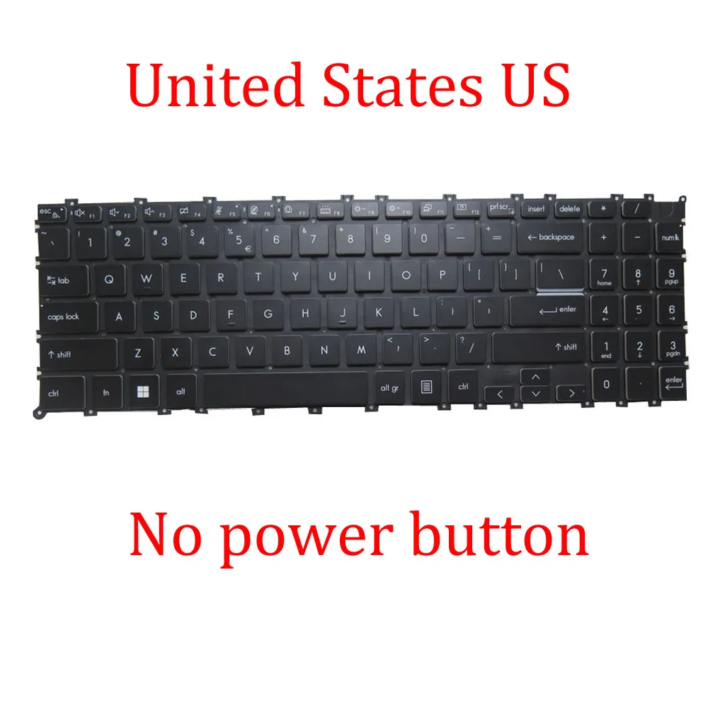 Black Laptop Backlit Keyboard For MSI SG-B5701-XUA SNMB10B10 S1N-3UUS2Z1-L05 United States US No Frame Without power button New