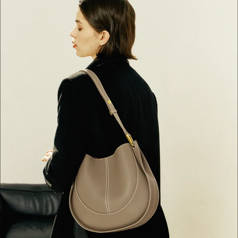 Head Layer Cowhide Crossbody Bags Niche Light Luxury Women's Bags Shoulder Saddle Bags Leather Bags Women's Soft Hundred