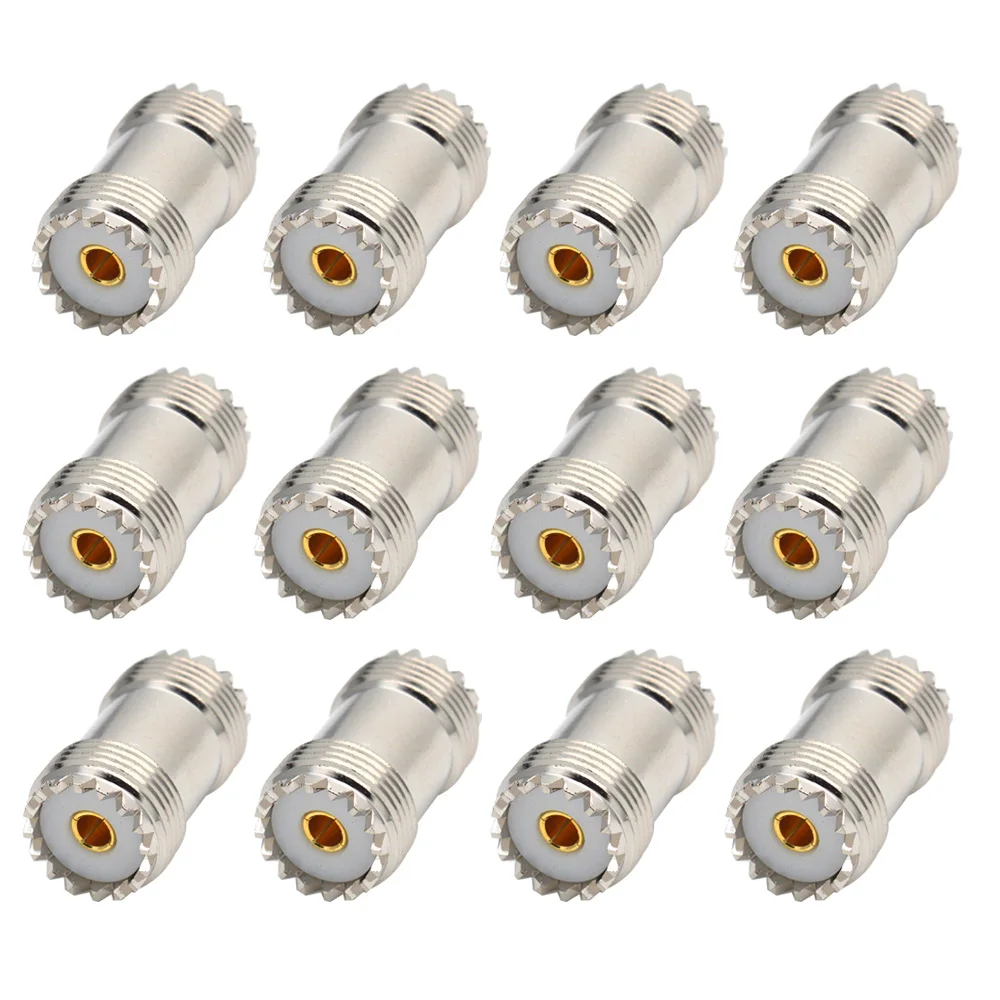 UHF Female SO239 Outer Screw Inner Hole to PL259 Male SL16 90 Degree Right Angle Antenna RF Coax Adapter L-shaped M Brass Copper