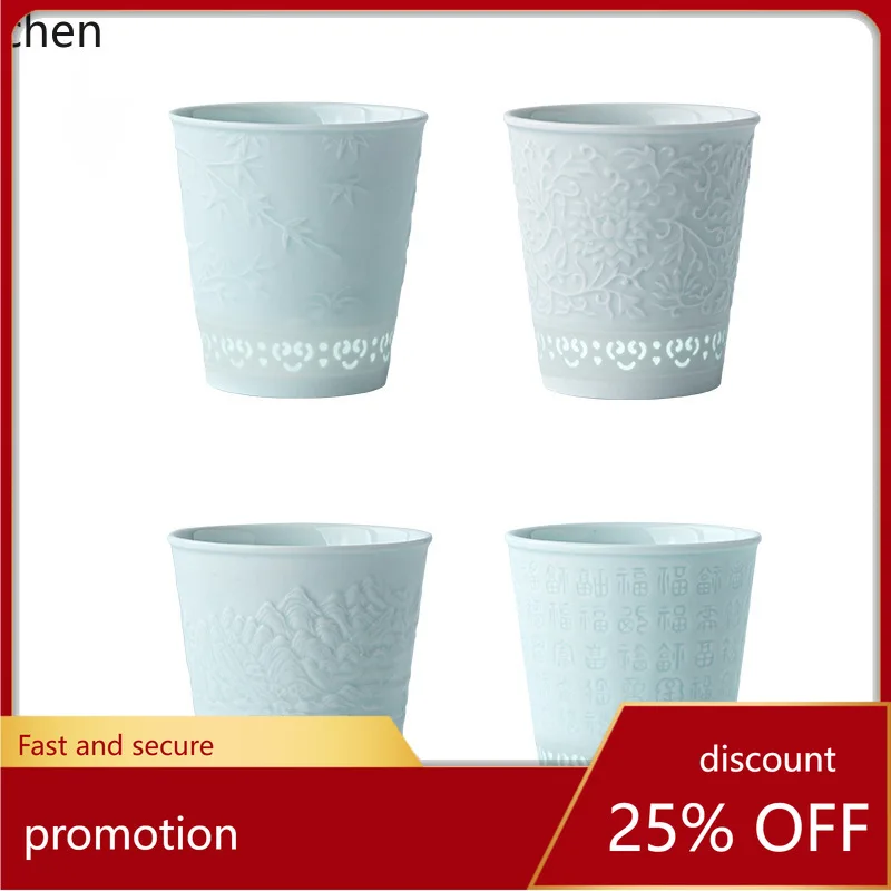 ZML ceramic master cup single cup kung fu tea set with exquisite relief craftsmanship