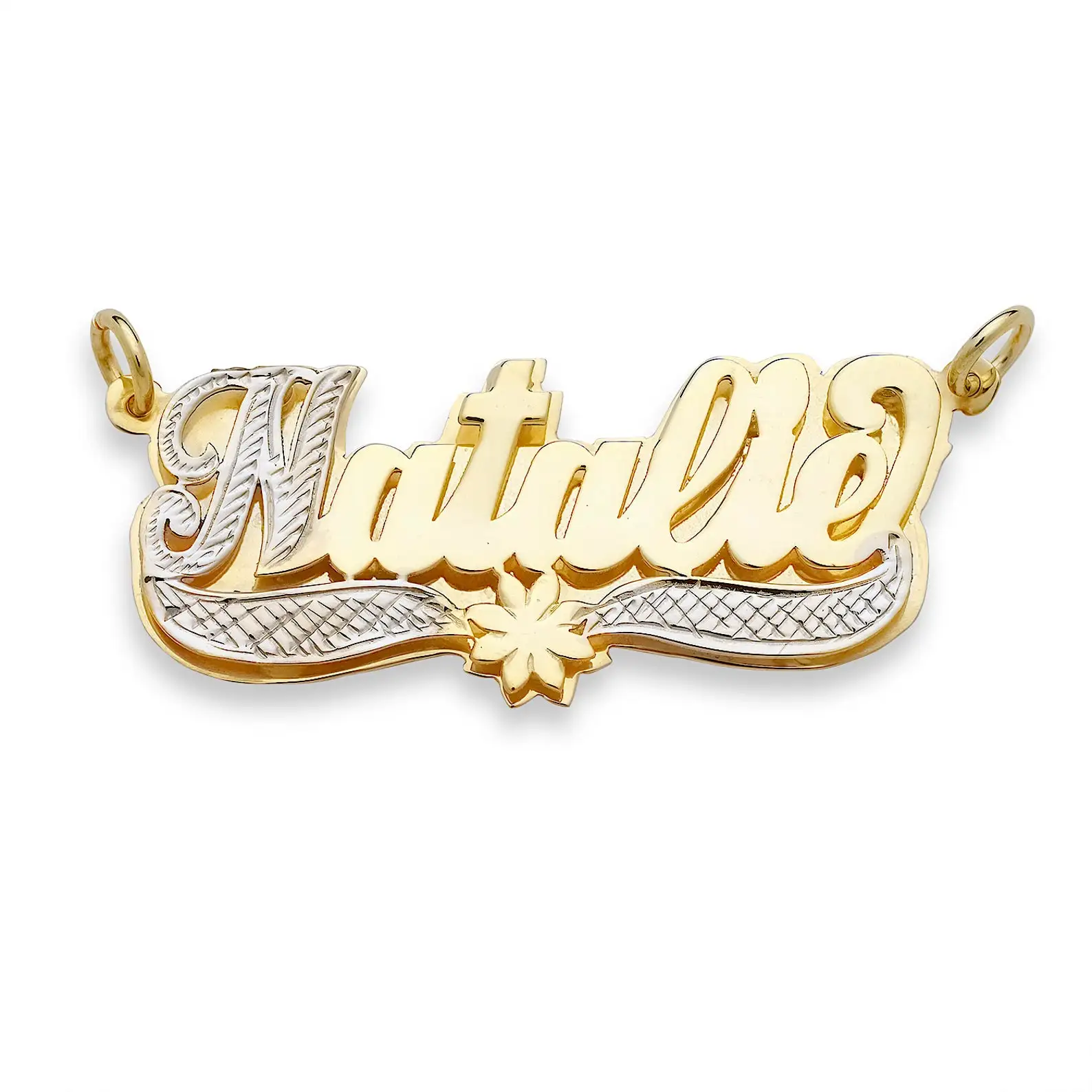 

Custom Flower Double Nameplate Necklace Personalized Name Necklace Double Layer Name Necklace Gift for Her