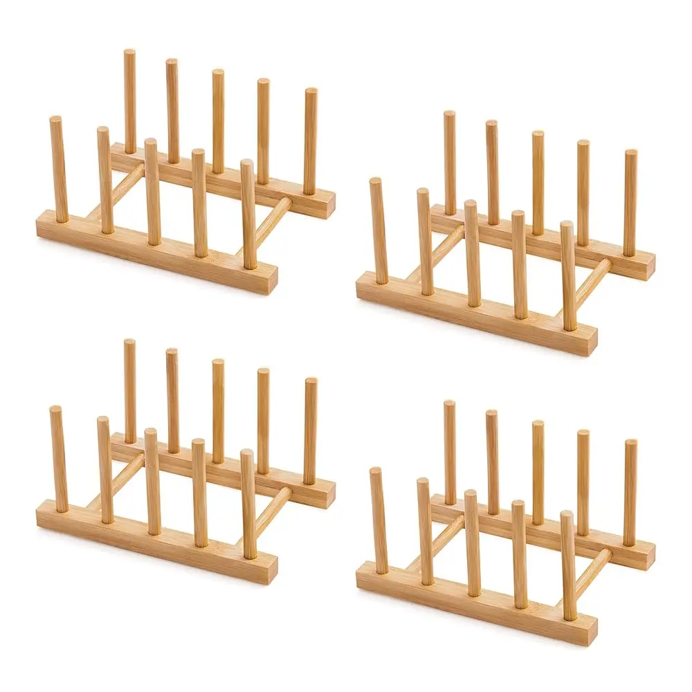 

Bamboo Dish Drying Ra For Kitchen Counter And Cabinet, Dish/Book/Plate/Bowl/Cup/Cutting Board/Pot Lid Organizer For Kitchen,