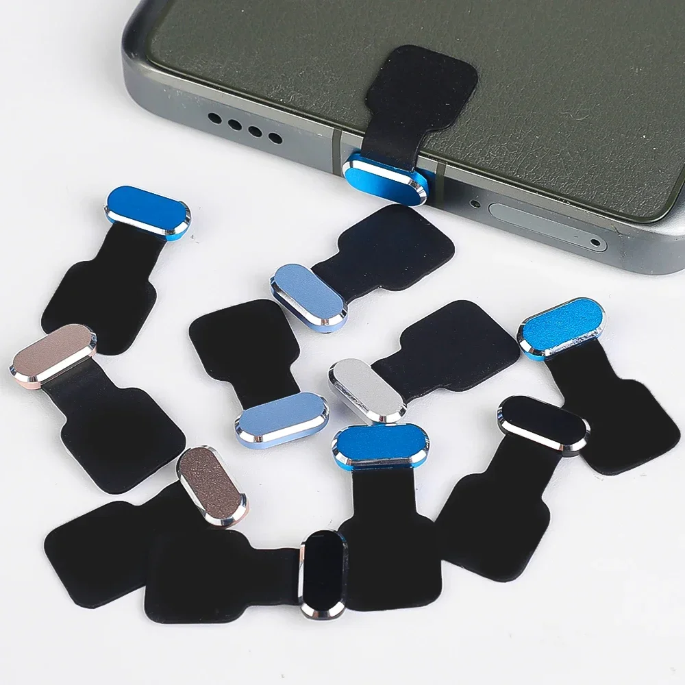 Tapones antipolvo de Metal de lujo para iPhone 15 Pro Max, antipérdida, puerto de carga tipo C Universal, tapa protectora adhesiva, 5/1 Uds.