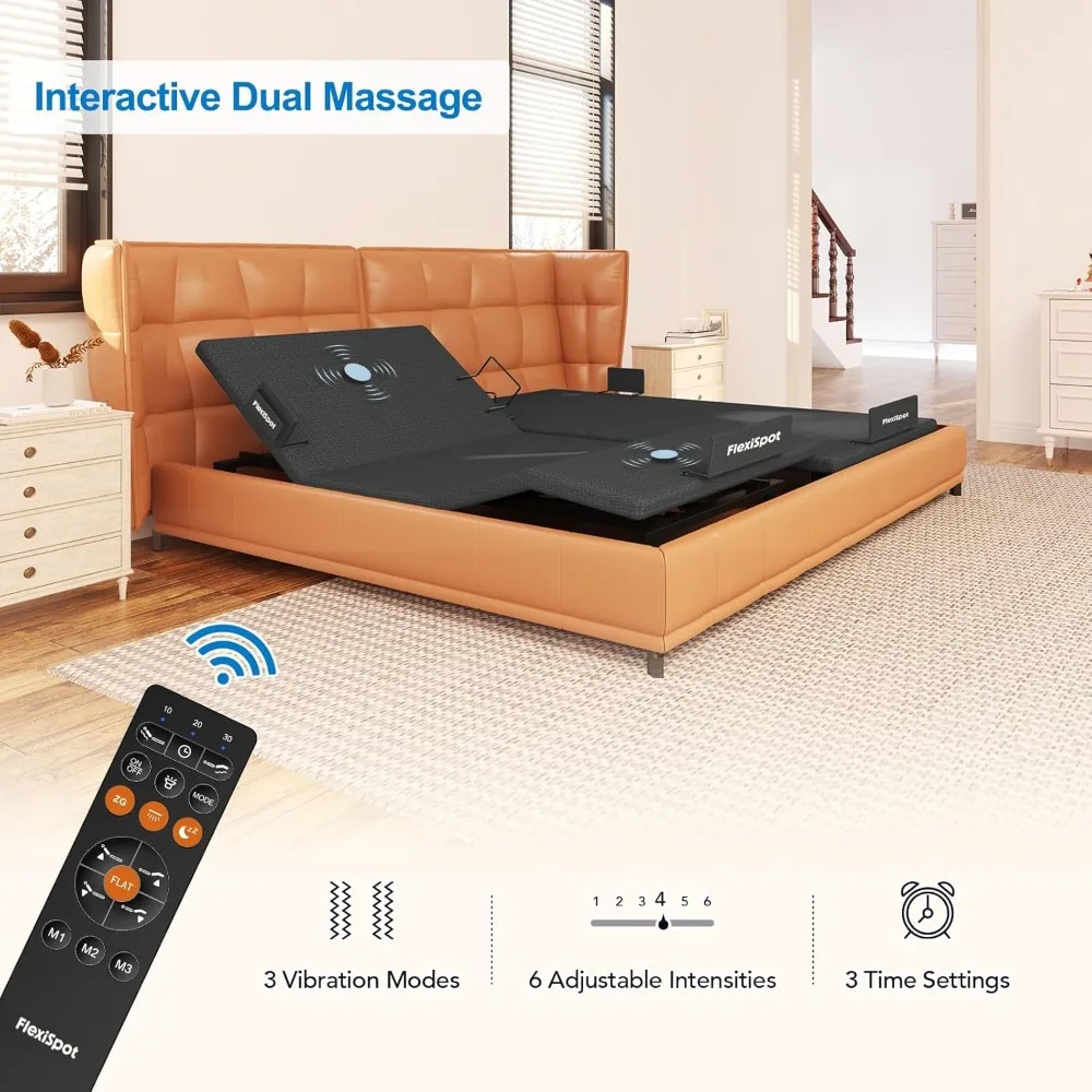 قاعدة إطار سرير قابلة للتعديل سبليت كينج، تجميع سريع، تدليك، تصفية صفر، محرك متين هادئ، انعدام الجاذبية #4