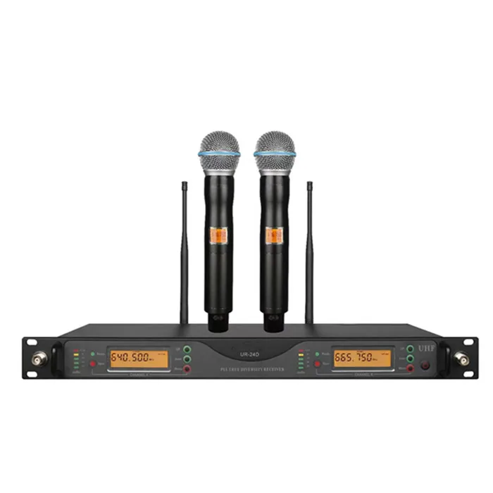 680-720MHZ UR24D Wireless System With Dual Handheld Cordless microphone black UHF UR4D headset lavalier dual Wireless Microphone