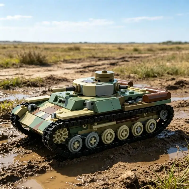 MOC Building Blocks 326 Parts Type 97 Medium Tank Military Vehicle DIY Brick Set Collectible Display Model