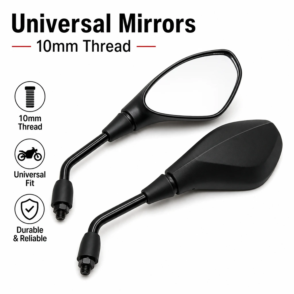 2Pcs Motorcycle Convex Rearview Mirrors 10mm Screw Mount For F800GS F650 GS750 Offroad Bike Side Mirrors