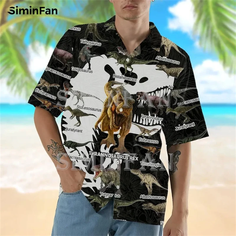 Dinosaur Collection 3D Printed Mens Hawaiian Aloha Shirts Summer Beach Tshirt Guayabera Luxury Camisa Holiday Short Sleeve Cuban