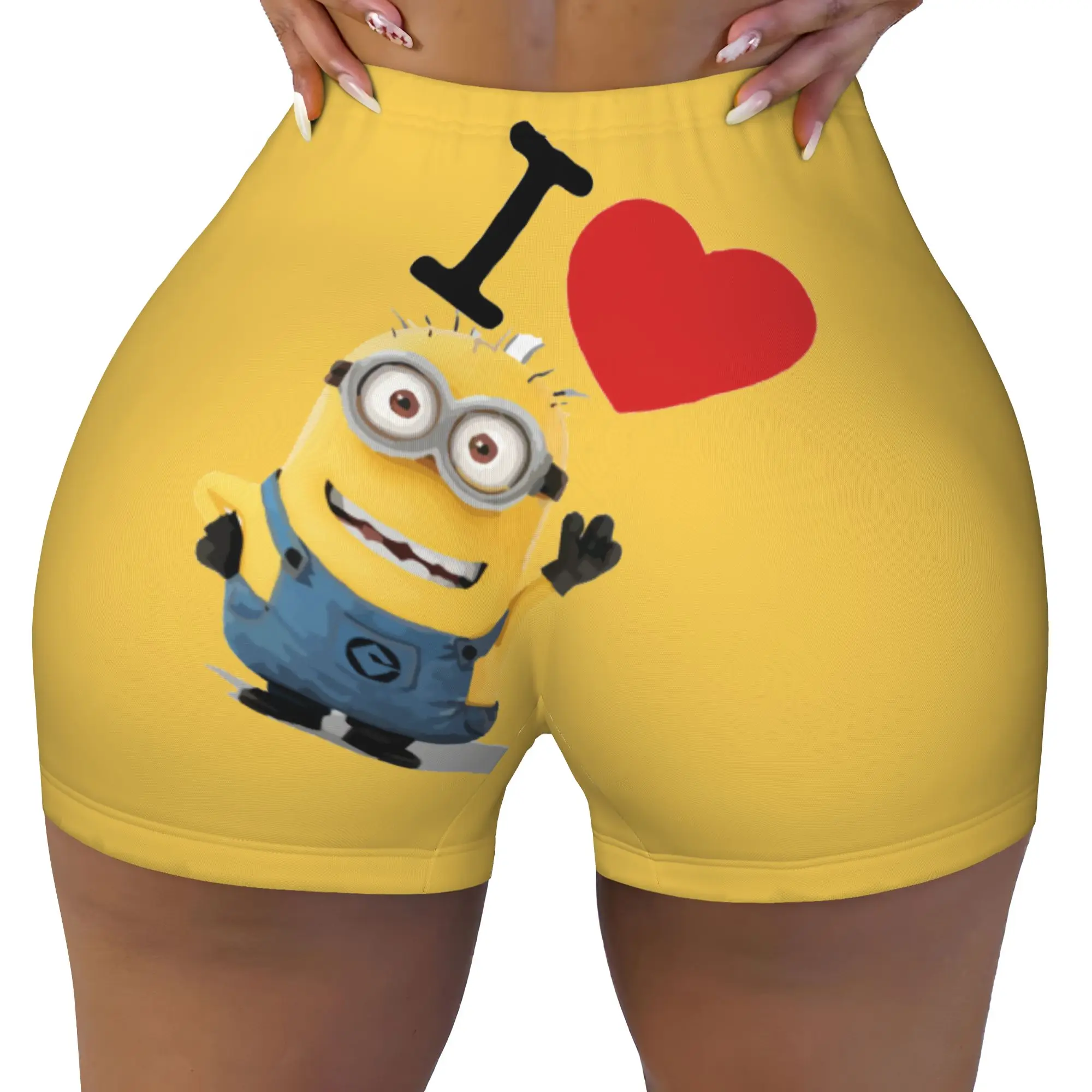 Custom M-Minioned Manga Running Volleyball Workout Shorts for Women Anime Gym Athletic Yoga Shorts
