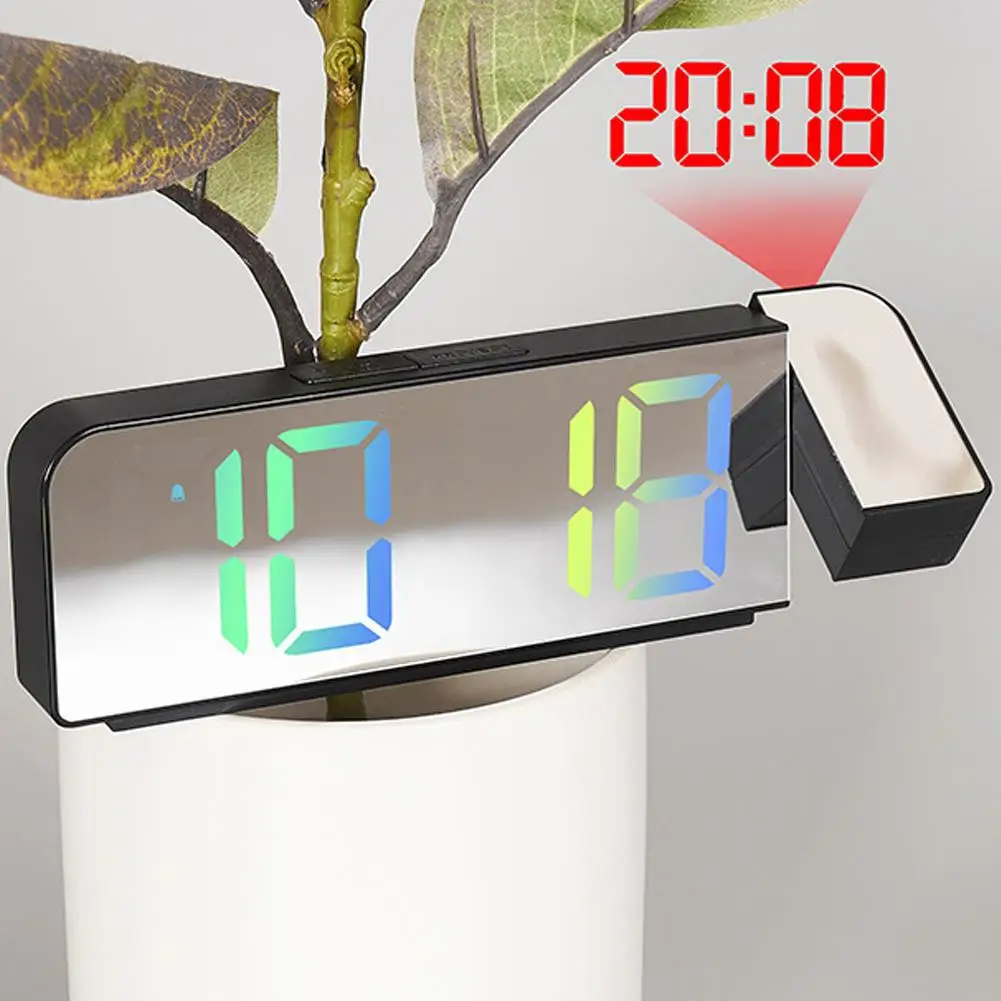 LED Light Large Font Display Electronic Clock Colorful Digital Alarm Clock With Temperature Home Simple Projection Design Alarm
