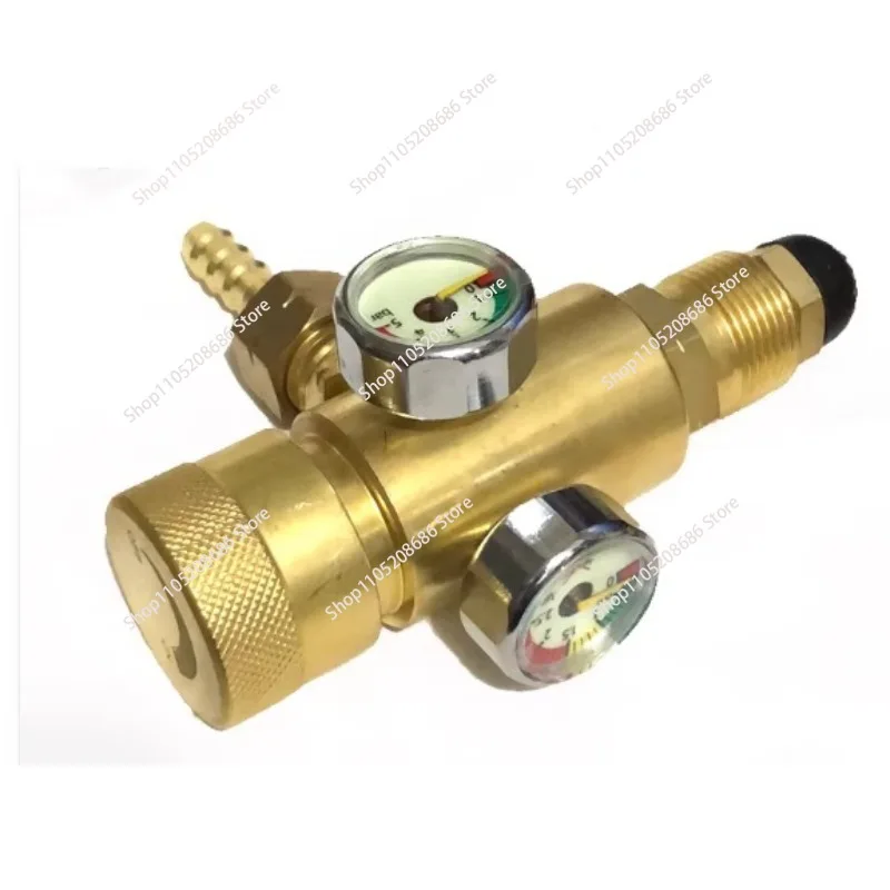 Small Double Gauge Head, Pressure Reducing Valve Anti-drop All-copper Oxygen Meter,  4mm 1pcs