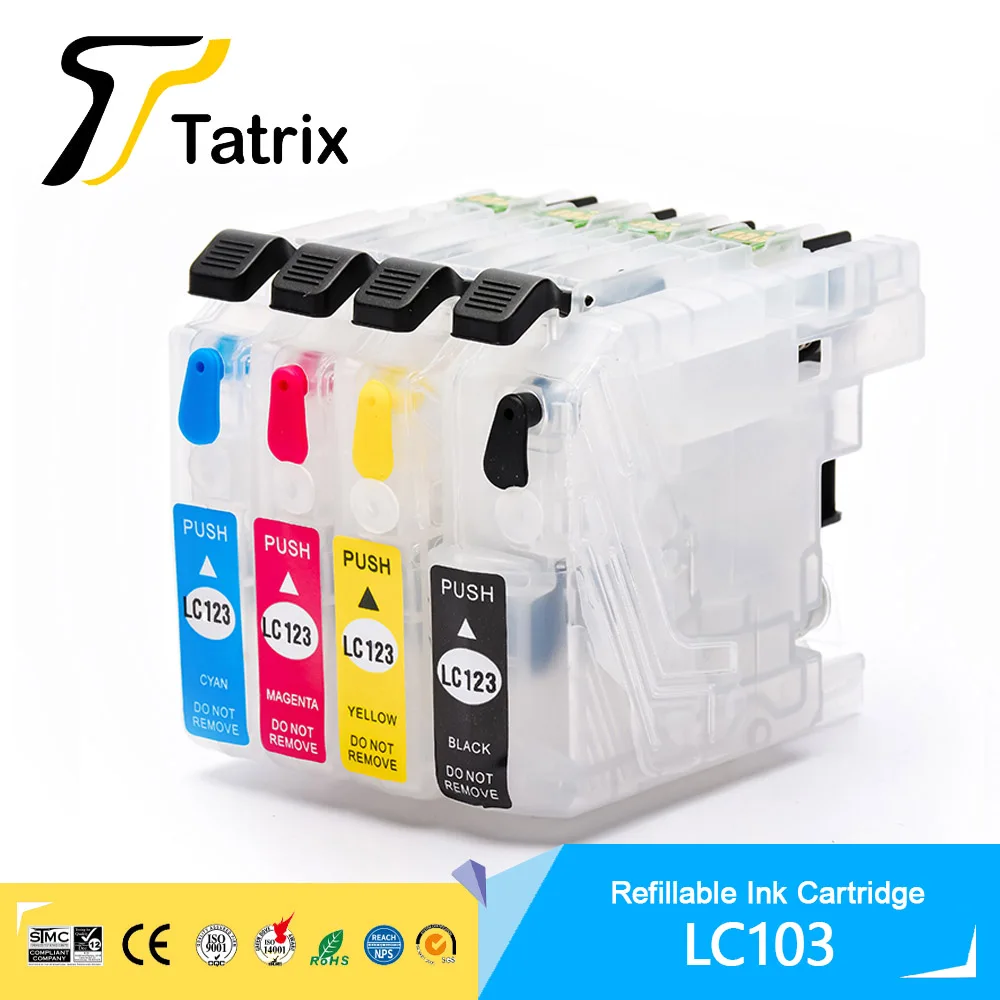 Tatrix for Brother LC123 LC121 Refillable Ink Cartridge For Brother  MFC-J4410DW/MFC-J4510DW/MFC-J4610DW/MFC-J4710DW/MFC-J2510