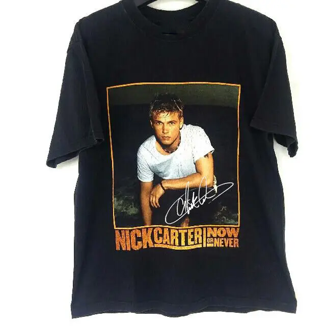 Vtg Nick Carter Backstreet Boys Band Cotton Black S 5Xl T Shirt Mm603