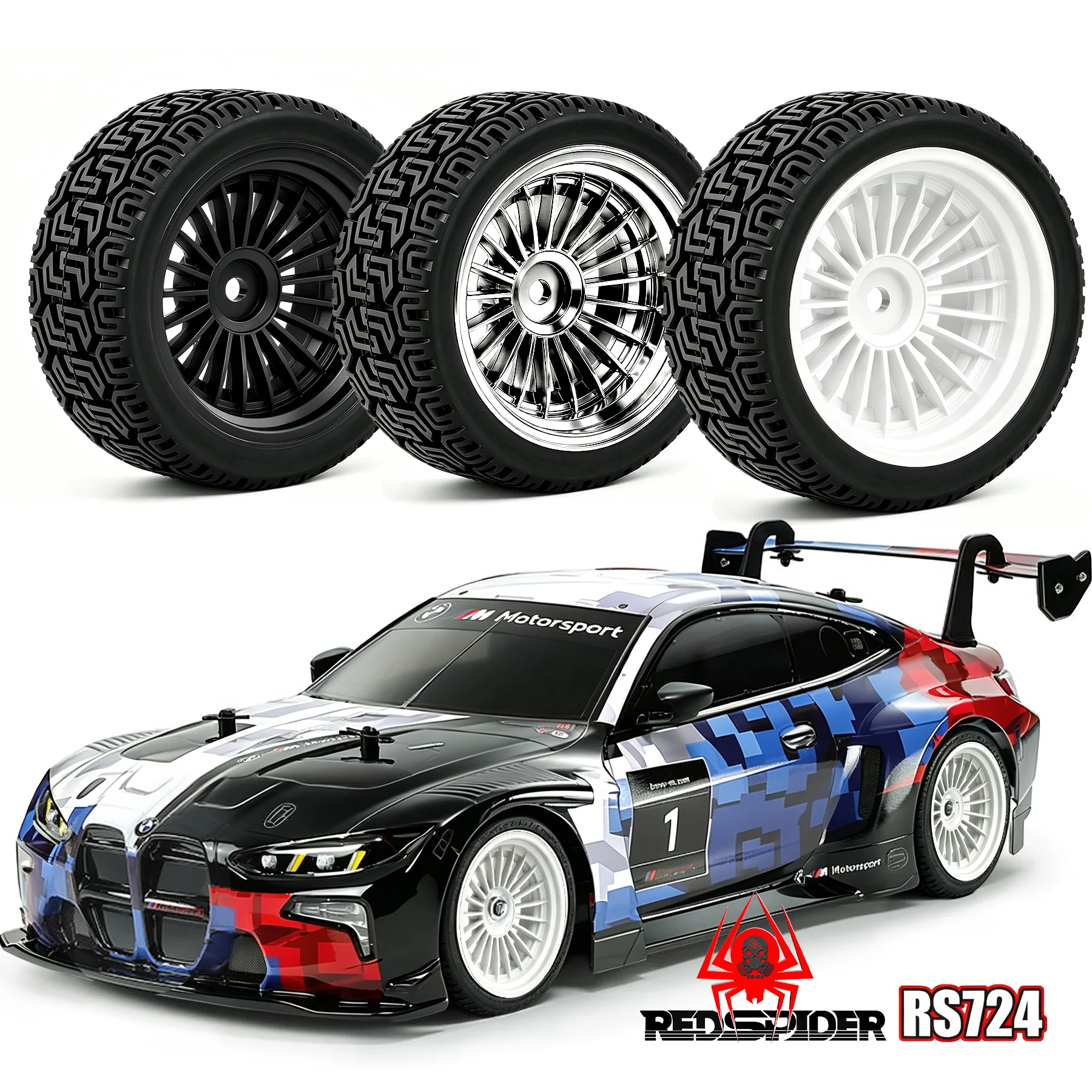 RED SPIDER 4Pcs 1/10 RC On-Road Wheels & Tires 68mm  for 1/10 RC Car Tamiya TT01 TT02 HPI RS4 Traxxas 4Tec 2.0 3.0 Upgrade Parts