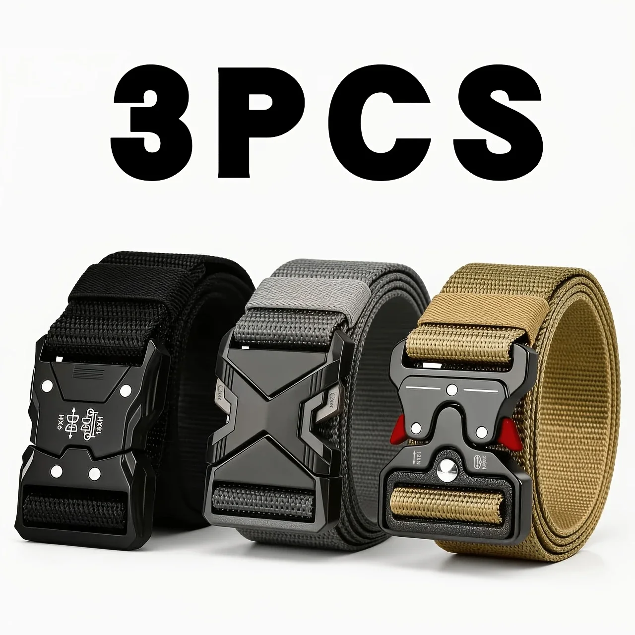 3pc Quick release tactical belts adjustable for outdoor use durable and thick multifunctional men belt Casual golf belts for men
