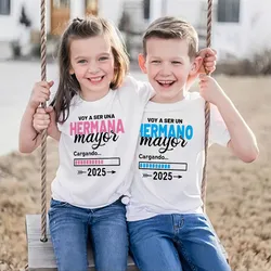 I'm Being Promoted To Big Sister Big Brother 2025 Kids Shirt Baby Announcement T-shirt  Spanish Print Child Tops Summer Clothes