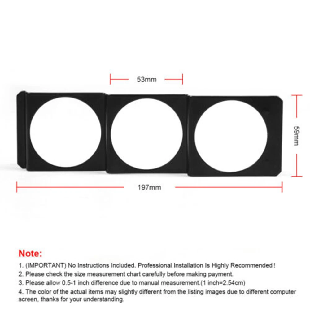 Bracket Gauge Holder Analog Digital Dashboard 1pcs Black Parts Accessories Trim Car Triple 2inch 52mm TBQ102259-BK