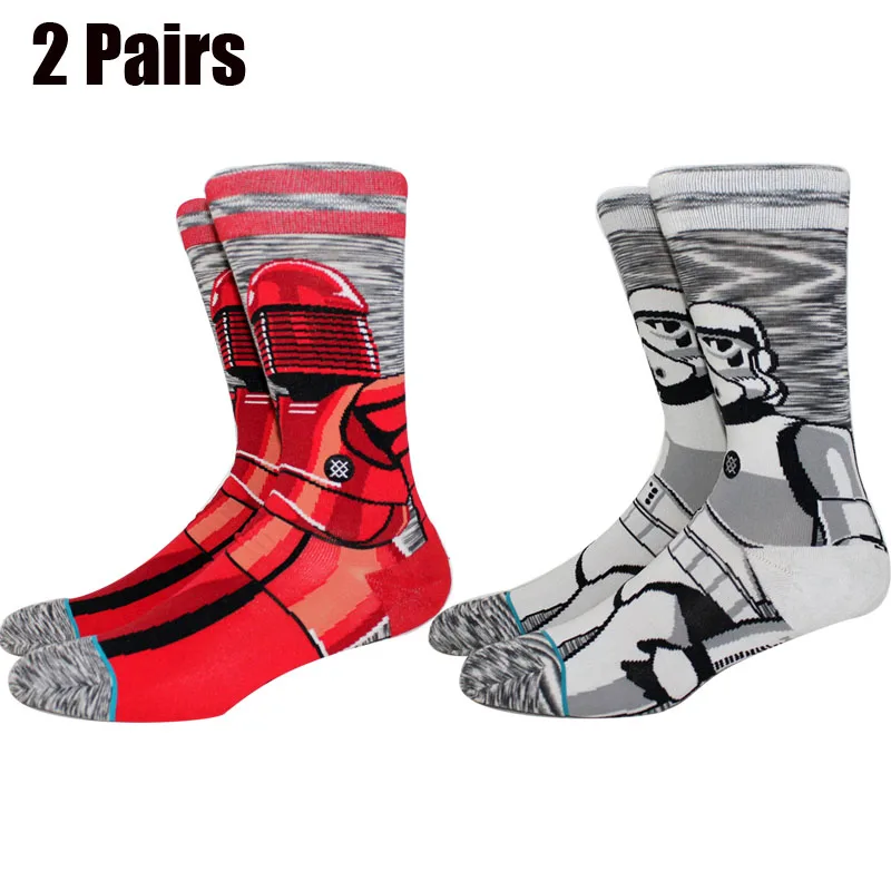 

2 Pairs Fashion Long Anime Men Socks Hip Hop Creative Women Sock CosplayOutdoor trend Funny Couple Socks Happy Crew Socks 36-45