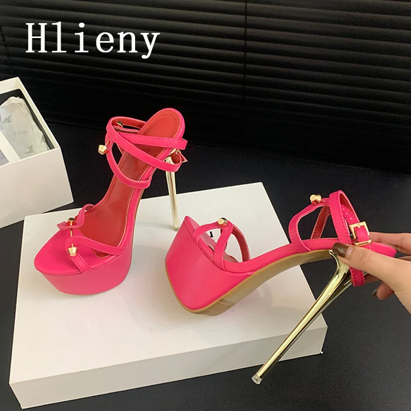 Hlieny Sexy Style Platform Sandals Women Narrow Band Stiletto High Heels Open Toe Buckle Strap Wedding Party Stripper Shoes