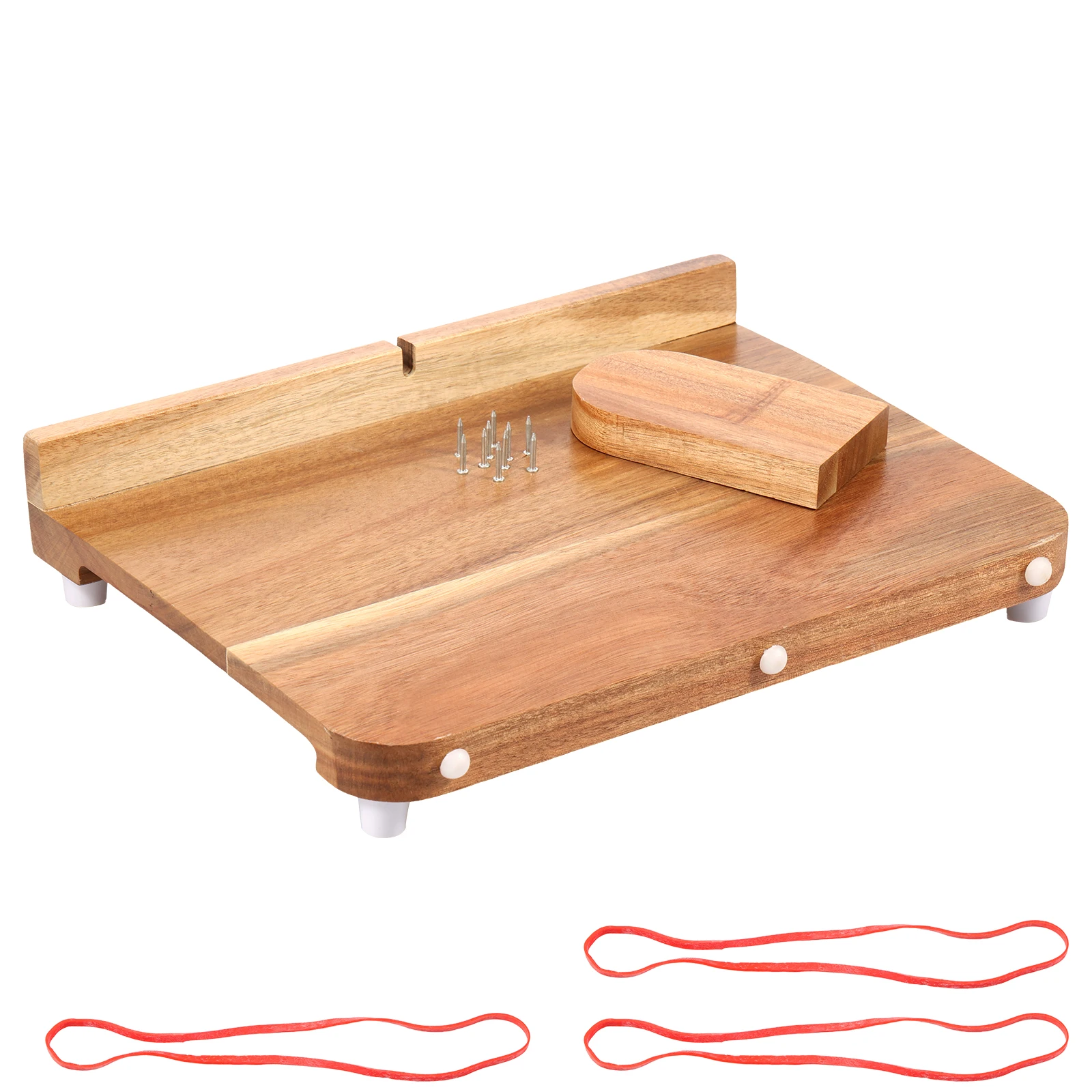 

Wooden Adaptive Cutting Board With Spike Smooth Surface Handicapped Kitchen Board With Anti Slip Bottom for Vegetable Fruit Meat