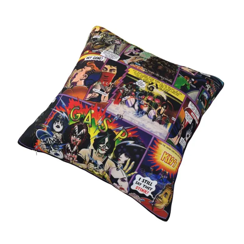 Custom Kiss Rock Roll Pillow Case 40x40cm Gorgeous Metal Heavy Band Modern Cushion Cover Soft Pillowcase