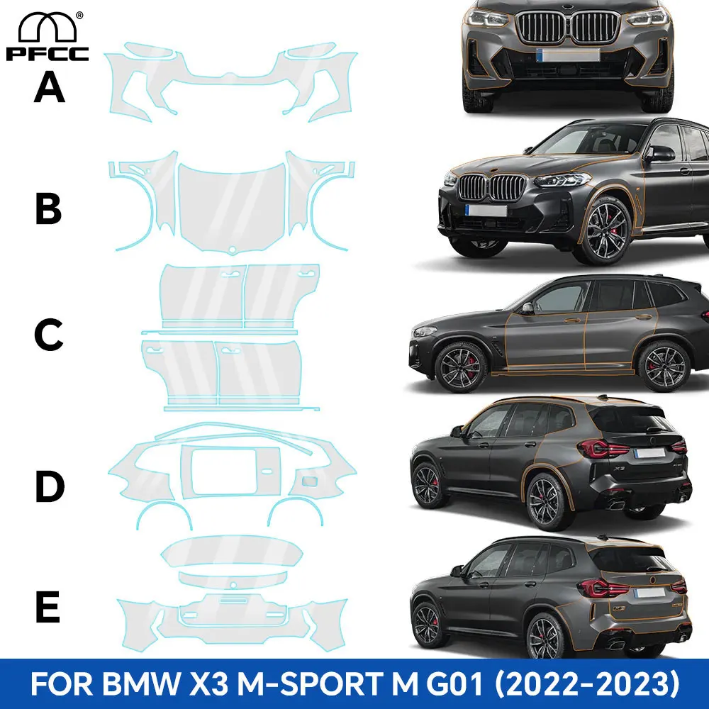 

For BMW X3 M-Sport M G01 2012-2024 Paint Protection Film Car Anti-Scratch Body Sticker Original Pre Cut TPU Transparent Car