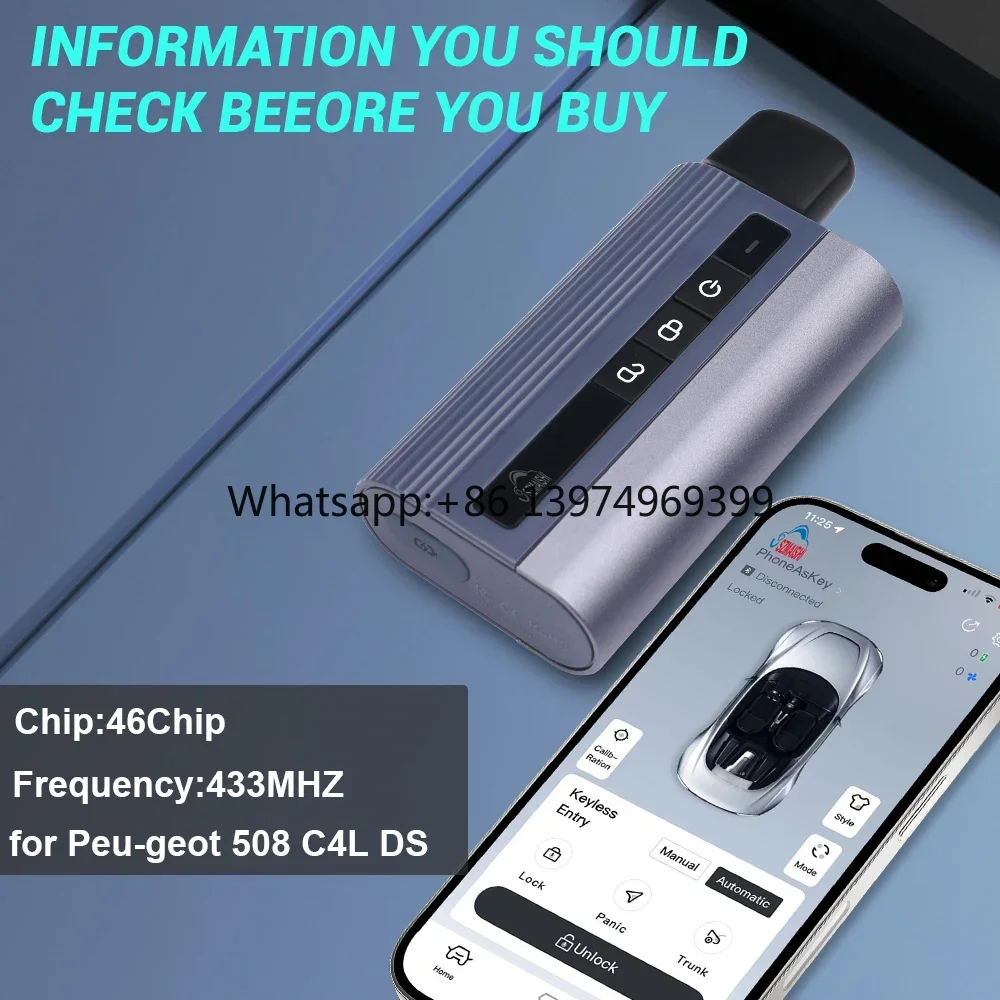 Phone As Key for Peu-geot 508 C4L DS /46 Chip 433MHZ Keyless Enttry Remote Phone Key Replace Traditional Blank Car Key