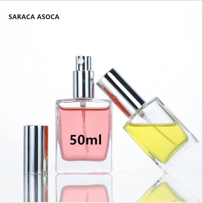 

50ml Transparent Glass Perfume Bottle Gold Silver Color Atomizer High-grade Spray Bottle Thick Bottom