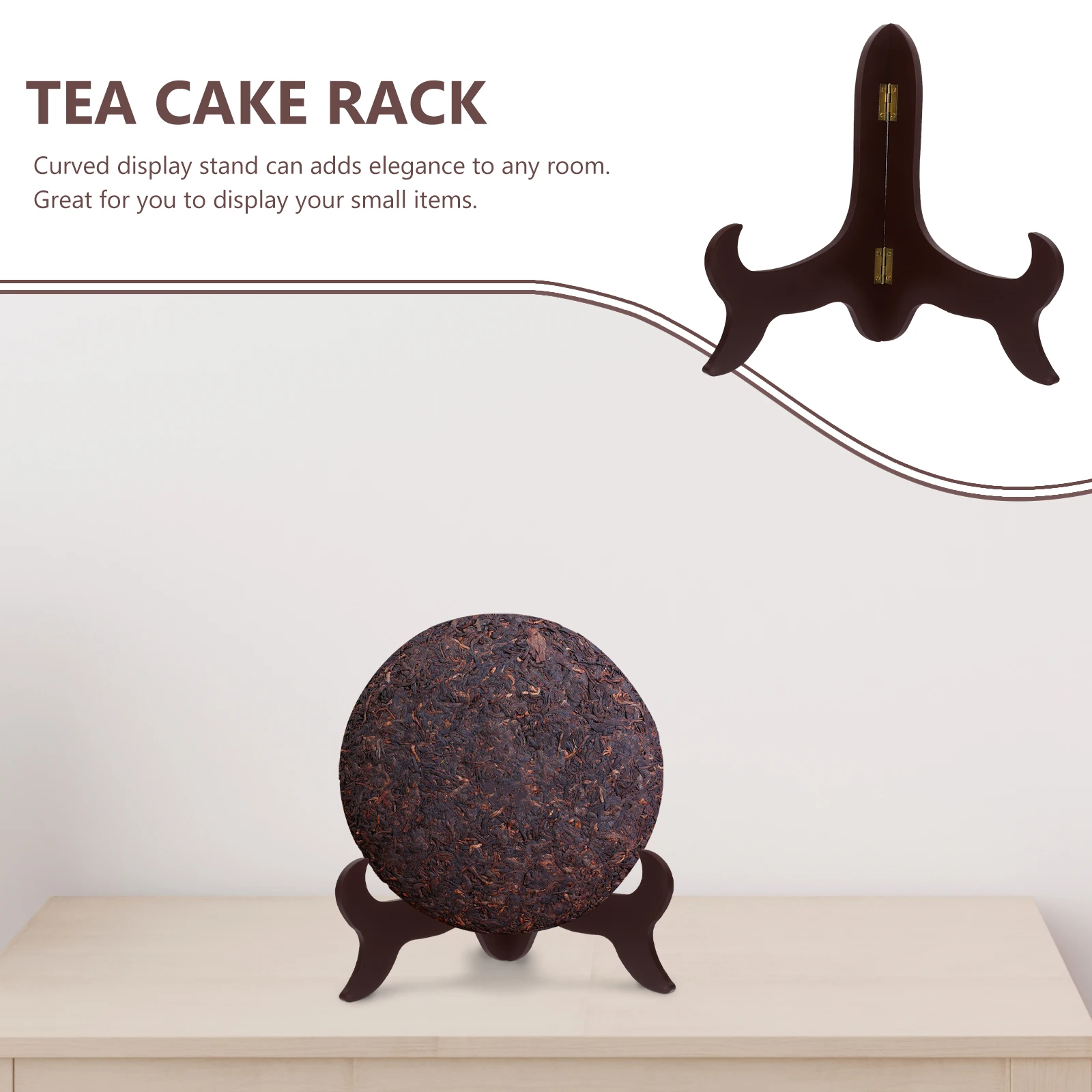 

Curved Wooden Display Stand For Plate Art Easel Shelf Holder Tea Cake Rack Desktop Home Decor 10 Inch 34-38Cm Diameter White