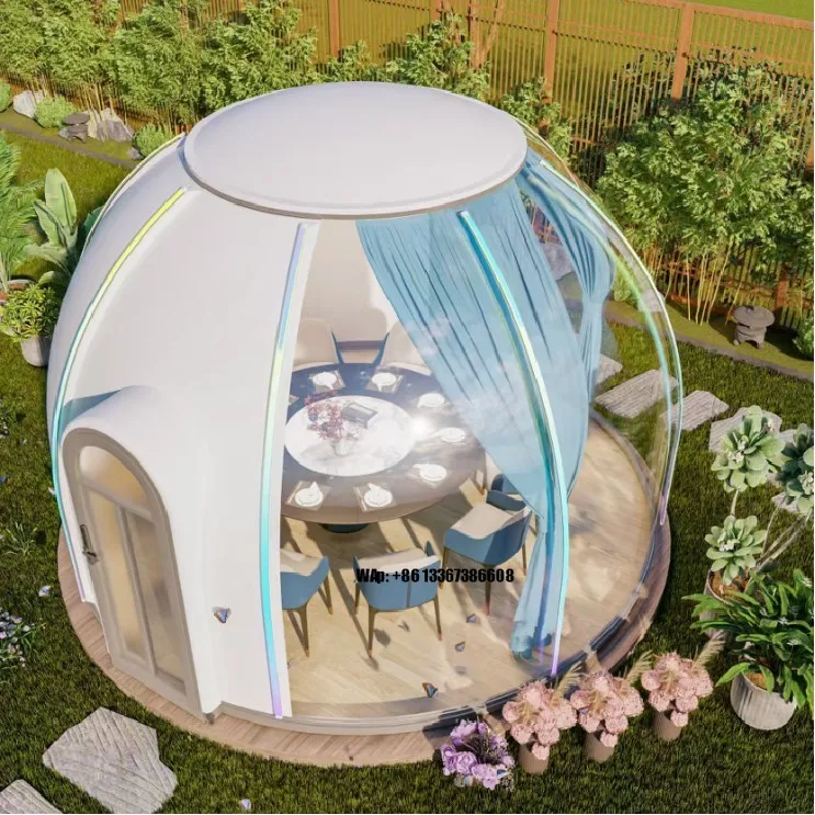 Polycarbonate Clear Geodesic Dome Glamping Igloo Bubble Tent Prefab Tent House Mobile Vacation Resort Dome PC Pod